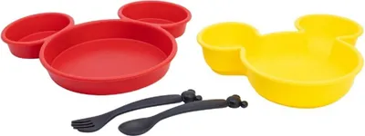 Immagine prodotto di Set di stoviglie per bambini Disney Topolino 4 pezzi - piatto, ciotola e posate in confezione regalo