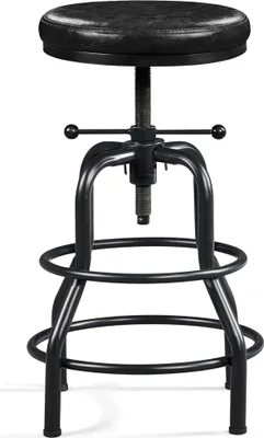 Produktbild von Yaheetech Vintage Barhocker Barstuhl mit Dickem Kissen Höhenverstellbarer Schraubhocker 54,5 – 71,5 cm bis 136 kg Belastbar Thekenhöhe fürs Esszimmer