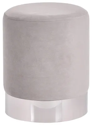 Produktbild von BELIANI Pouf Grau Samt Silber Metall rund Flur Wohnzimmer Salon Schlafzimmer Deko Sitzhocker