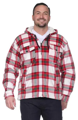 Produktbild von Herren Holzfäller Thermo Hemd mit Kapuze, Weiß/Rot/M