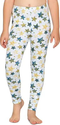 Image de Leggings longs en coton pour fille Merry Style MS10-337 (blanc/bleu avec étoiles dorées, taille 146)