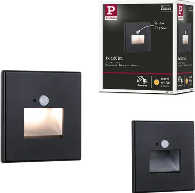 Produktbild von Paulmann Edge LED Wandeinbauleuchte 1er-Set Schwarz matt mit PIR-Sensor