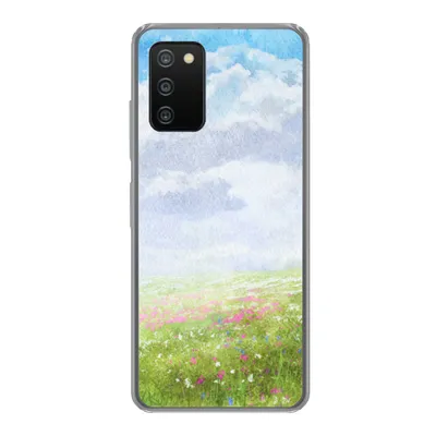 Produktbild von MuchoWow® Handyhülle Schutzhülle Hülle für Samsung Galaxy A03s Aquarell - Blumen - Landschaft Silikon Softcase Handy Hülle - Schutz