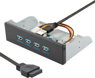 Produktbild von USB 3.0 4 Port Hub zu Motherboard 20 Pin Front Panel Adapter Kabel in Schwarz