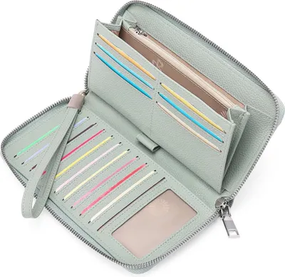 Image de Porte-monnaie femme protection RFID Cuir synthétique grande capacité Green