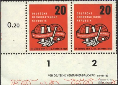 Produktbild von Briefmarken DDR 1957 Mi 595DV mit Druckvermerk (kompl.Ausg.) postfrisch Weltgewerkschaft
