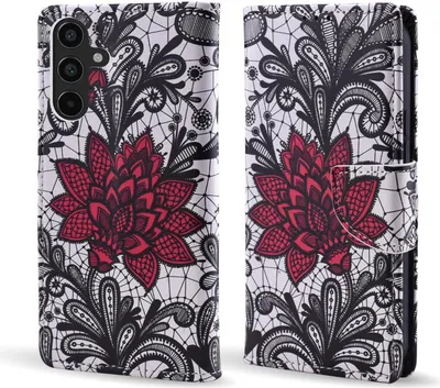 Produktbild von Handy Hülle für Samsung Galaxy A55 5G Klapphülle Bookcase Flip Cover Handy Tasche Etui Motiv: Seerose Blumen