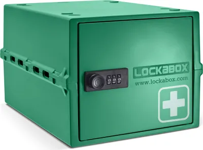 Produktbild von Lockabox One™ Abschließbarer Medikamentenschrank - Aufbewahrungsbox mit Zahlenschloss - Grün