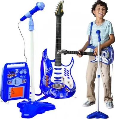 Obrázok produktu pre Kruzzel 22409 Detská rocková elektrická gitara na batérie + zosilňovač a mikrofón modrá