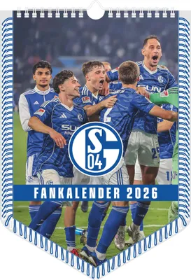 A group of soccer players celebrating on a field, with a calendar banner at the bottom.