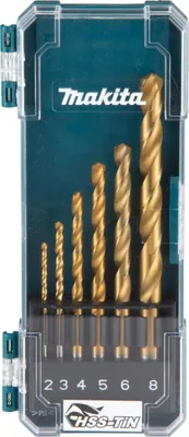 Immagine prodotto di Set di punte per metallo Makita HSS-TiN - 2 - 8 mm - 6 pz.