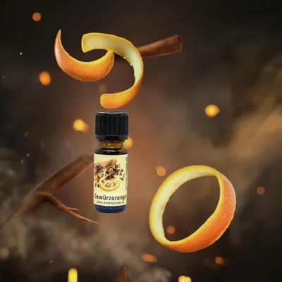 Produktbild von Stimmungsaufhellend – Gewürzorange ätherische Ölmischung 10 ml – Winter Duftöl mit Orangenöl, Rosmarin, Fichtennadel & Nelkenblatt
