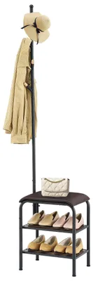 Garderobenständer 3-in-1 mit Schuhbank, 4 Haken, 182 cm