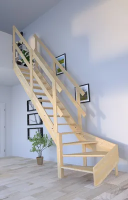 Produktbild von Holztreppe Korfu 1/4 gewendelter Ausführung links-Holzgeländer-beidseitig-ohne Setzstufen