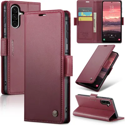 Immagine prodotto di Custodia in pelle per Samsung Galaxy A17 5G/4G portafoglio custodia porta carte custodia protettiva con funzione stand rosso
