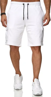 Produktbild von Reslad Kurze Hose Herren Cargo Bermuda Shorts Jogginghose Sport-Hose RS-5069 Weiß S