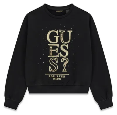 Imagen del producto de Guess. Sudadera para niña, modelo "Relaxed Midi Active", corte holgado, color negro