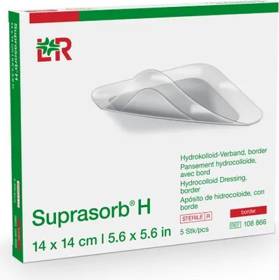 Produktbild von Suprasorb H, Hydrokolloid-Verband Border, 14 x 14cm, Pack: 5 Stück | Packung (5 Stück)
