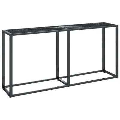 Produktbild von Konsolentisch Schwarz Marmor-Optik 160x35x75,5 cm Hartglas