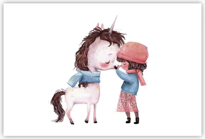 Produktbild von Poster - Poster ohne Rahmen - Einhorn Mädchen Kinder - 91,5x61 cm - Wand Bild - Wanddeko - Wandbilder - Kunstposter - Wandposter - Bilder - Kunstdruck - Wanddekoration - Wandbild - P2XAA91x61-4733