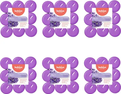 Image de Bolsius - True Scents - Bougies à réchaud parfumées - 18 pièces par paquet - Lavande - Pack avantage - 108 pièces - 6 Emballage
