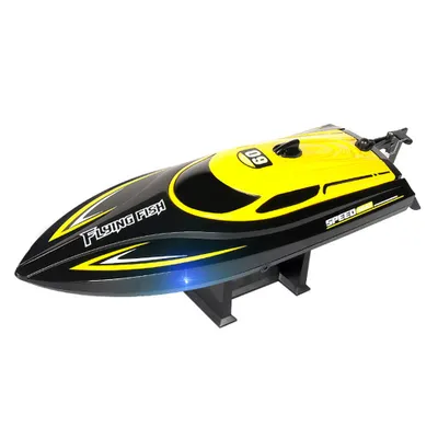 Produktbild von HXJRC HJ812 RC Schnellboot, 2,4 GHz 4CH Hochgeschwindigkeit LED Licht, Elektrisches Rennboot für Seen und Pools, 25 km/h, Fernbedienung, Gelb