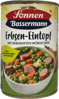 Produktbild von Sonnen Bassermann Erbsentopf mit herzhaften Würstchen (400g Dose)
