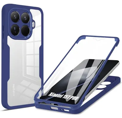 Image de Coque pour Xiaomi 15T Pro, Protection Intégrale Avant et Arrière Double Face - Bordure Bleu Marine