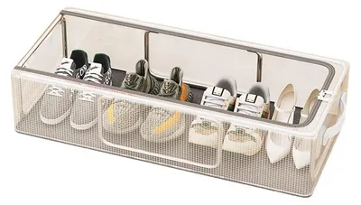 Produktbild von Unterbett Schuh-Aufbewahrungsbox – faltbar, staubdicht, transparent, ohne Montage (groß),60*30*15cm