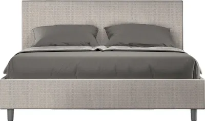 Produktbild von ITYHOME - Gepolstertes Bett mit Lattenrost 160x190 mit Stoffbezug Labirinto 01 Weiß Adele