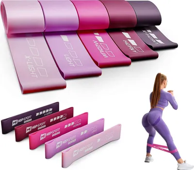 Produktbild von Hop-Sport Fitnessbänder Widerstandsbänder aus Latex – Resistance Bands mit fünf verschiedenen Widerstandsstufen