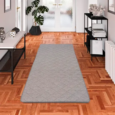 Produktbild von In- und Outdoor Teppich Läufer Beidseitig Newport Grau Weiss, Größe:100x100 cm