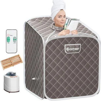 Produktbild von Mini Dampfsauna mit 9 Temperaturniveaus und Fernbedienung - Handliche hygienische Warmtekabine