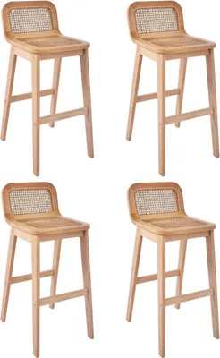 Image de Lot de chaises SANA d'îlot et bar en chêne et assise cannage 65cm