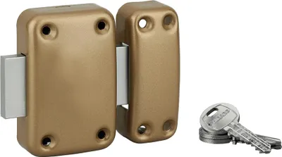 Image de Verrou sans bouton Apache, pour porte de cave, cylindre 40mm, acier, 3 clés, époxy bronze - THIRARD