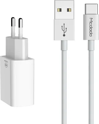 Image de Eol Mcdodo Chargeur secteur double 2,4A avec câble Usb-C 1M Ch-6721
