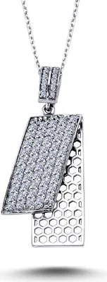 Productafbeelding van 0,55 karaat collier met diamanten hanger, 14 karaat witgoud