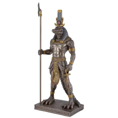Produktbild von Bronze colorierte Figur Sobek - ägyptischer Gott des Nils