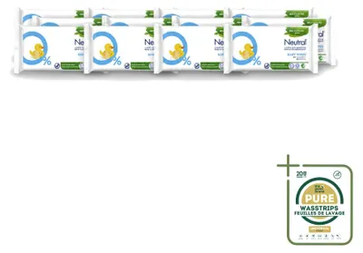 Produktbild von 12 x Neutral Baby Feuchttücher - parfumfrei - plastikfrei - Vorratspackung - 12 Stücke