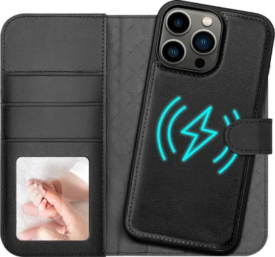 Immagine prodotto di custodia magnetica 2in1 per iPhone 13 Pro protezione RFID, cover magnetica staccabile, compatibile con MagSafe, custodia antiurto con finestra fotografica