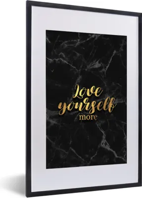 Produktbild von MuchoWow® Gerahmtes Poster Zitate - Liebe - Gold - Marmor 40x60 cm - Poster mit Schwarzem Bilderrahmen Wandposter Rahmen Foto Bilder - Poster in Rahmen