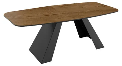 Image de Table de salle à manger Myron, table de cuisine avec rallonge, dimensions 160x80x76 cm, chêne Lefkas foncé