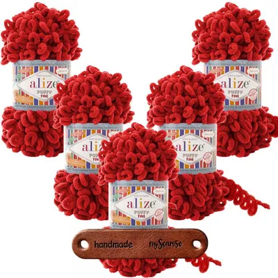 Produktbild von 5 x ALIZE Puffy Fine 56 Red mit Label