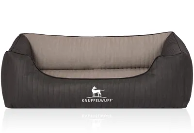 Produktbild von Knuffelwuff Orthopädisches Hundebett Outback aus laser-gestepptem Kunstleder M-L 85 x 63cm Schwarz/Grau