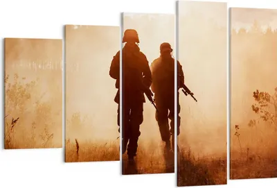 Produktbild von Bild auf Leinwand - Leinwandbild - Soldat Gewehr - 150x100cm - Wand Bild - Wanddeko - Wandbilder - Leinwanddruck - Bilder - Kunstdruck - Wanddekoration - Leinwand bilder - Wandkunst - EG150x100-4043