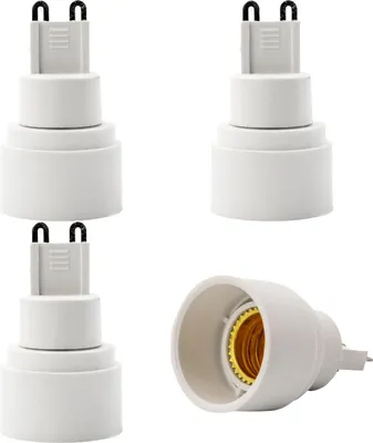 Produktbild von Intirilife E40 auf E27 Lampensockel Adapter in WEISS – 4x Lampenadapter zum Umformatieren von E40 auf E27 – 4er Set Konverter für Lampenfassung für Glühbirnen, LED, Halogen, Energiesparlampen