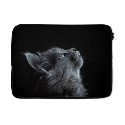 Produktbild von MuchoWow® Laptop Hülle 14 ZollKatze - Licht - Schwarz Laptoptasche - Laptoptasche - Stoßsicher - Schutzhaube