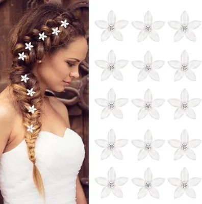 Produktbild von Wit Miniaturen-Blumen-Haarclips mit Diamanten - Schöne dekorative Haarclips für Mädchen und Frauen - Kleine Blumen-Diamant-Haaraccessoires für Fotos, Alltagsgebrauch, Feiern, Hochzeit
