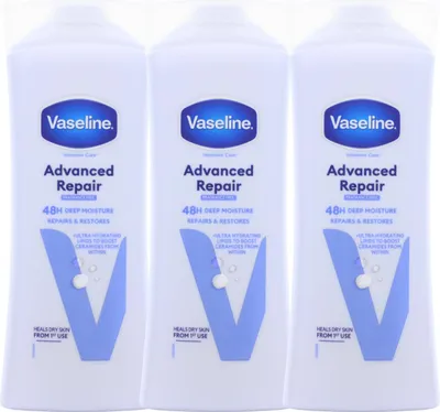 Produktbild von 3x Vaseline Advanced Repair Feuchtigkeitsspeichernde Lotion je 400ml