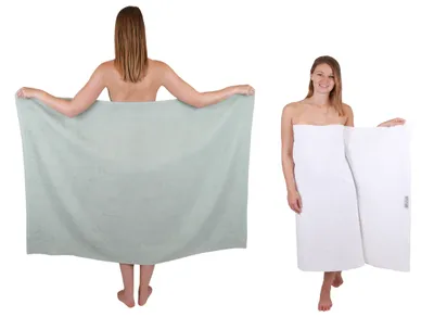 Produktbild von Betz 2 Stück XXL Duschtücher 100 x 150 cm BERLIN  Badetücher 100% Baumwolle Farbe – jade-weiss